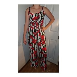 Black and white stripe cut out back jumpsuit